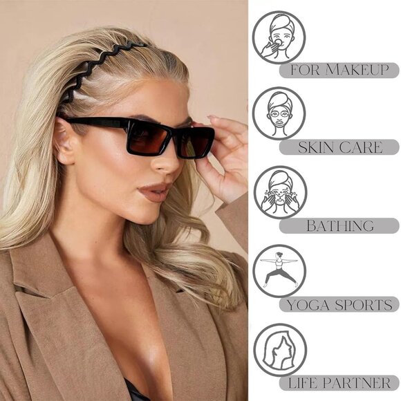 6 PCS Zig Zag Headbands Plastic Wavy Hair Head Band Comb with Teeth Hoop Accesso - Picture 3 of 6